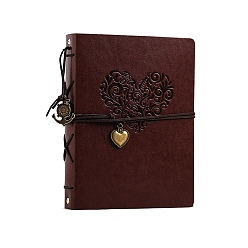 Heart PU Leather Notebook, with Paper Inside, for School Office Supplies, Heart, 215x170mm