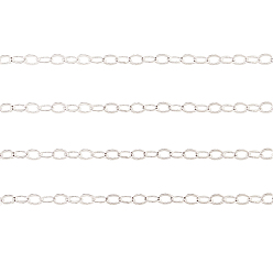 Серебро Латунные плоские овальные кабельные цепи, несварные, с катушкой, без кадмия и без свинца, серебряные, ссылка: 3.5x3x0.5 mm, 10 м / рулон