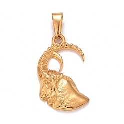 Козерог Ионное покрытие (ip) 304 подвески из нержавеющей стали, , знак созвездия / зодиака, Козерог, 34x20.5x4.6 мм, отверстие : 10x4.5 мм