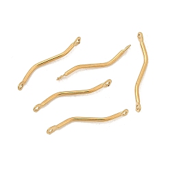 Настоящее золото 18K 304 подвески-соединители из нержавеющей стали с волнистыми звеньями, ионное покрытие (ip), реальный 18 k позолоченный, 20x2x1 мм, отверстие : 0.9 мм