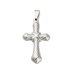 Нержавеющая Сталь Цвет 304 подвески из нержавеющей стали, крест очарование, цвет нержавеющей стали, 45x25.5x4 мм, отверстие : 9x4.5 мм