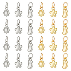 Платиновый & Золотой 24 шт 6 стиль подвески из сплава, с целью перехода в кольце, очарование луны, звезд и солнца, платиной и золотом, 10~12x5.5~7x3.5~4.5 мм, отверстие : 4.4 мм, 4 шт / стиль