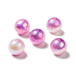 Средняя Орхидея УФ-покрытие непрозрачные радужные переливающиеся акриловые бусины, текстурированная круглая, средне орхидеи, 15~16x15 мм, отверстие : 2 мм