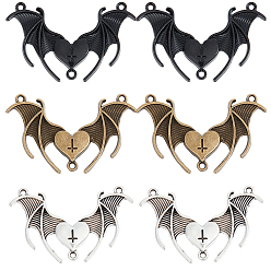 (52) Непрозрачная лаванда 30шт 3 цвета сплав люстра компоненты ссылки, 3 контур, крыло с сердцем, летучая мышь, разноцветные, 25x41.5x2.5 мм, отверстие : 1.6 мм, 10 шт / цвет