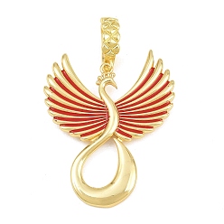 Roja Colgantes de latón esmaltado, encantos de pavo real, sin plomo y cadmio, chapado en rack, larga duración plateado, real 18 k chapado en oro, rojo, 50 mm