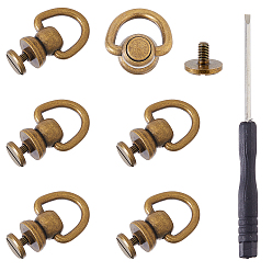 Античная Бронза 6шт. латунные декоративные заклепки, для кошелька, , украшение кожаных ремесел, со стальной отверткой 1ПК, античная бронза, 28x19x12 мм, отверстие : 13x13.5 мм