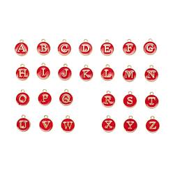 Красный 2 наборы 2 стили позолоченные подвески из сплава с эмалью, эмалированные блестки, плоско-круглые, красные, 1 набор / стиль