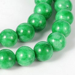 Verde Hebras redondas perlas de jade blanco natural,, teñido, verde, 10 mm, agujero: 1 mm, sobre 38 unidades / cadena, 15 pulgada
