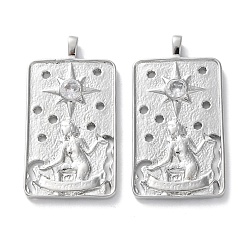 Платинированный Латунные микро проложить кубического циркония подвески, без кадмия, без никеля и без свинца, прямоугольник со звездными подвесками, Реальная платина, 30.5x16.5x2.5 мм, отверстие : 3x1.5 мм