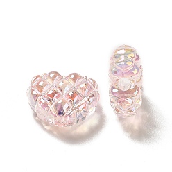 Pink Transparent Acrylic Beads, Heart, Pink, 17.2~17.4x20~20.4x9.6mm, Hole: 3~3.2mm