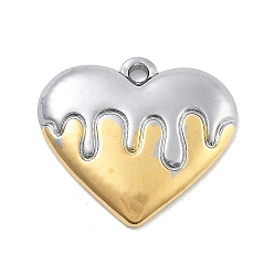 Позолоченный и Цвет Нержавейки 304 подвески из нержавеющей стали, шарма сердца, вакуумное покрытие pvd, настоящее золото и нержавеющая сталь, 18.5x20x3 мм, отверстие : 1.8 мм