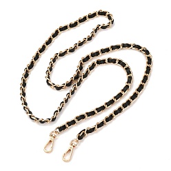 Черный Ремни цепочки для сумок, Железные бордюрные цепи, с поворотными застежками из сплава и искусственной кожей, для аксессуаров для замены сумок, чёрные, 135x1 см
