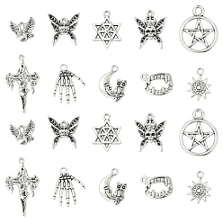 Античное Серебро 100 шт 10 стили подвески из сплава в тибетском стиле, античное серебро, 12~30.5x4~20 мм, 10 шт / стиль
