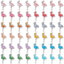 (52) Непрозрачная лаванда 48шт 12 цветной эмалевый сплав подвески разъема, платина, в форме фламинго, разноцветные, 30.5x17.5x2 мм, отверстие : 1.6 мм, 4 шт / цвет