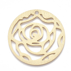 Золотой Алюминиевые большие подвески, Лазерная резка больших подвесок, плоско-круглые, золотые, 50x1 мм, отверстие : 3 мм