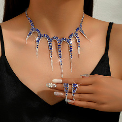 Сапфир Ожерелья с подвесками из сплава осьминога и серьги-гвоздики, серебряные, сапфир, 300 мм