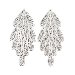 Платина Большие сплавочные подвески, амулеты из полых листьев, платина, 48x20x0.5 мм, отверстие : 1.2 мм