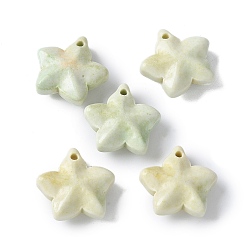 Лимонный шифон Натуральные радужные агатовые подвески из алашана, окрашенные, звезды прелести, лимонный шифон, 13~13.5x14~14.5x5~5.5 мм, отверстие : 1.2 мм