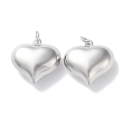 Платина Стойки обшивки латунные подвески, долговечный, без свинца и без кадмия, сердце, платина, 20x20x9 мм, отверстие : 4.4 мм