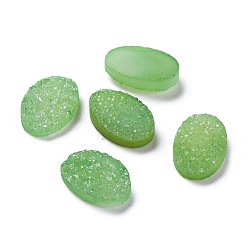 Light Green Natural Druzy Agate Cabochons, Dyed, Oval, Light Green, 12x8x3mm