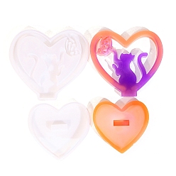 Cat Shape Силиконовые формы для силуэтов своими руками, изготовление ящика для хранения, формы для литья смолы, для уф-смолы, изготовление ювелирных изделий из эпоксидной смолы, форма кошки, 120~160x128~168x13 мм