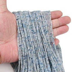 Аквамарин Природные Аквамарин бисер нитей, граненые настольные бусины в форме куба, 2x2x2 мм, отверстие : 0.5 мм, около 190~195 шт / нитка, 14.96~15.39 дюйм (38~39.1 см)