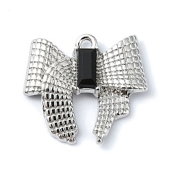 Черный Сплав покрытия стойки с подвесками из стразов, бантом, чёрные, 20x18x4 мм, отверстие : 1.6 мм