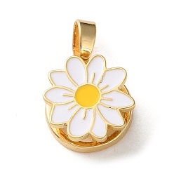 Золотой Вращающиеся латунные эмалевые подвески, , золотые, 17x15x6 мм, отверстие : 5x2.5 мм