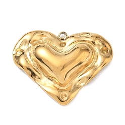 Golden 304 Stainless Steel Pendants, Hammered Heart Charms, Golden, 16x15x3mm, Hole: 1.4mm