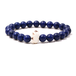 Содалитовое Браслеты из натуральных содалитов и синтетической бирюзы для мужчин и женщин, круглый и слон