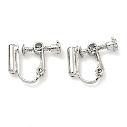 Платина Латунные винты на клипсах-конвертерах, спиральный зажим для ушей, для не проколотых ушей, без никеля , долговечный, платина, 14x5x13 мм, отверстие : 0.9 мм