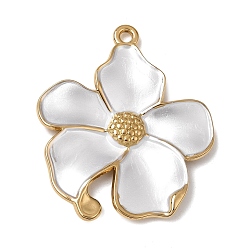 Flower 304 Stainless Steel Enamel Pendants, Golden, Flower Charms, 43x36.5x3.5mm, Hole: 2.2mm