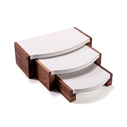 Белый Бархатные и деревянные шкатулки, браслет дисплей, белые, 15~23.5x12.5x4~8 см, 3 шт / комплект