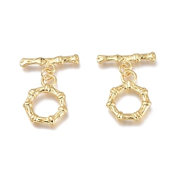 Real 18K Gold Plated Brass Toggle Clasps, Cadmium Free & Lead Free, with Jump Rings, Long-Lasting Plated, Polygon, Real 18K Gold Plated, Bar: 20.7x7x2.2mm, Hole: 1.8mm, Polygon: 19.5x15.5x2.5mm, Hole: 3mm