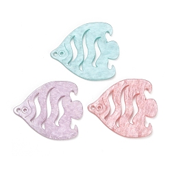 Mixed Color Opaque Acrylic Pendants, Fish Charms, Mixed Color, 33.5x39.5x2.5mm, Hole: 2mm