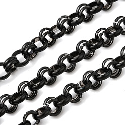 Черный 304 кольцевые цепи из нержавеющей стали, несварные, с катушкой, вакуумное покрытие pvd, чёрные, 6x6x3 мм