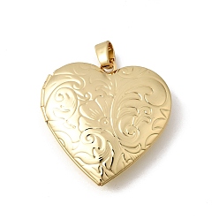 Настоящее золото 18K Латунные кулоны-медальоны ко Дню святого Валентина, сердце прелести, долговечный, без кадмия и без свинца, реальный 18 k позолоченный, 29x28.5x7 мм, отверстие : 3.2x5 мм
