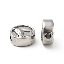 Нержавеющая Сталь Цвет Устойчивы к потускнению 304 бусины из нержавеющей стали, плоский круглый с рисунком лошади, цвет нержавеющей стали, 10.5x5 мм, отверстие : 2 мм