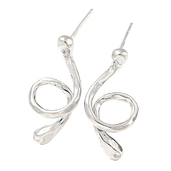 Платина Латунная фурнитура для пусет, без кадмия, без никеля и без свинца, змееподобная форма, платина, 27x13 мм, отверстие : 1.2 мм, штифты : 13.5 мм