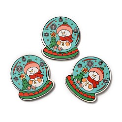 Другие Деревянные подвески с односторонним принтом, рождественские хрустальные шары, другие, 49.5x43x2.6 мм, отверстие : 2 мм