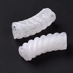 White Two Tone Opaque Acrylic Beads, Curved Tube, White, 35x14x11.5mm, Hole: 3.2mm, about 152pcs/500g