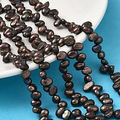 Черный Нити из натурального культивированного пресноводного жемчуга, двух сторон полированной, класс 4, Топ пробуренной, окрашенные, чёрные, 6~7 мм, отверстие : 0.7 мм, около 60~76 шт / нитка, 13.94''~14.96'' (35.4~38 см)