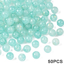 Бирюза Стеклянные бусины из имитации нефрита, круглые, золотой фольгой, бирюзовые, 10 мм