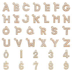Golden 36Pcs 36 Styles Alloy Pendants, with Plastic Imitation Pearl Beads, Golden, 16~18x4~16x3~4mm, Hole: 1.6mm, 1pc/style