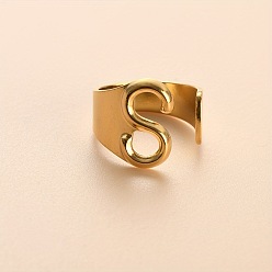 Letter S 304 из нержавеющей стали манжеты кольца, золотые, Письмо с, 16 мм, внутренний диаметр: 18 мм