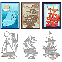 Парусное судно Углеродистая сталь разрезает трафареты, для diy scrapbooking, Фотоальбом, декоративная бумага для тиснения, форма для поздравительных открыток, парусное судно, 122~149x80~95x0.8 мм, 3 шт / комплект