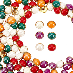 (52) Непрозрачная лаванда Кнопки смолы хвостовиком, с латунной найти, полукруглые / купольные, для верхней одежды, фурнитуры, золотые, разноцветные, 10x8 мм, отверстие : 3x2.5 мм, 6 цветов, 20 шт / цвет, 120 шт / коробка