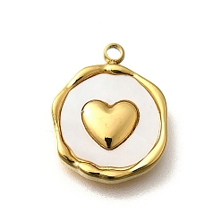 Сердце 304 подвески из нержавеющей стали, плоско-круглые, с оболочкой, реальный 18 k позолоченный, ионное покрытие (ip), сердце, 15.5x12.5x2.5 мм, отверстие : 1.5 мм