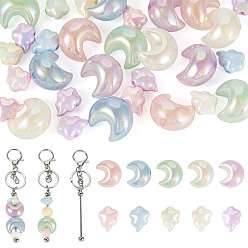 (52) Непрозрачная лаванда Наборы для изготовления брелоков dit, в том числе 5шт. брелоков из нержавеющей стали с бусинами, 30шт акриловые бусины, разнообразные, разноцветные, 148 мм