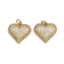 Настоящее золото 16K Латунные микро проложить кубического циркония подвески, сердце, с целью перехода в кольце, реальный 16 k позолоченный, 17x17.5x5 мм, отверстие : 3.5 мм